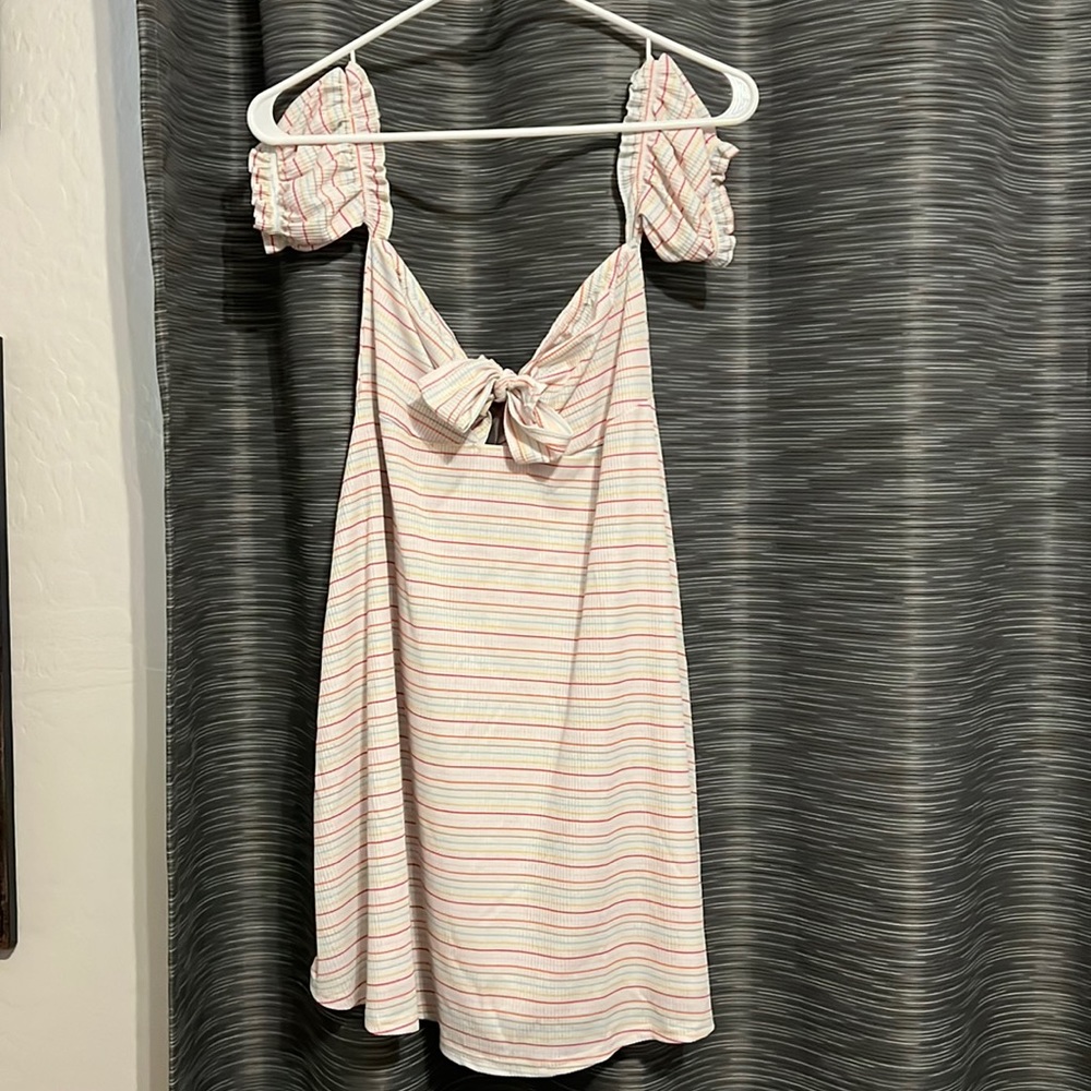 Off the shoulder striped mini dress, only worn once